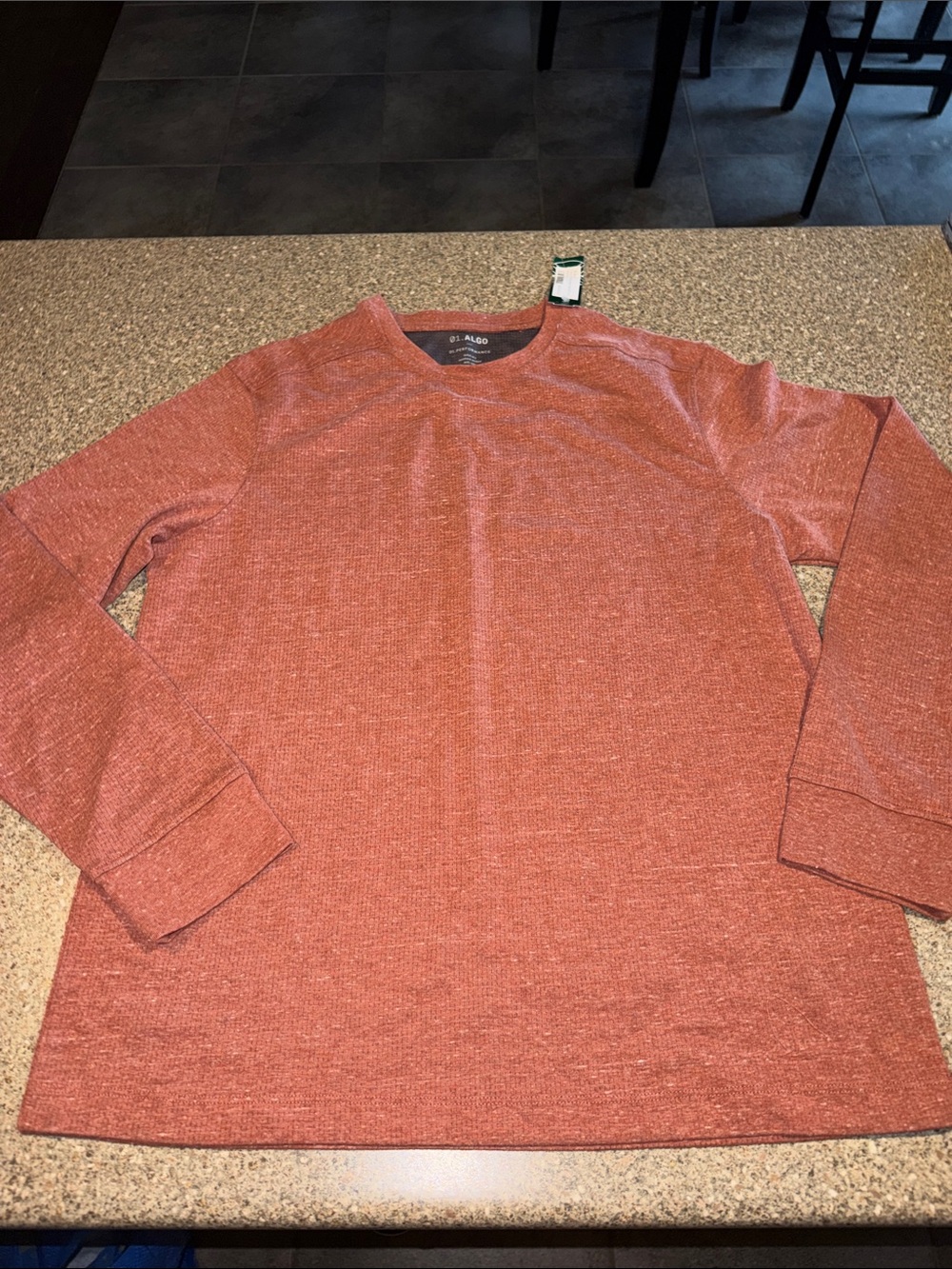 01.Algo Men's Long-Sleeve Crewneck Shirt - Terracotta